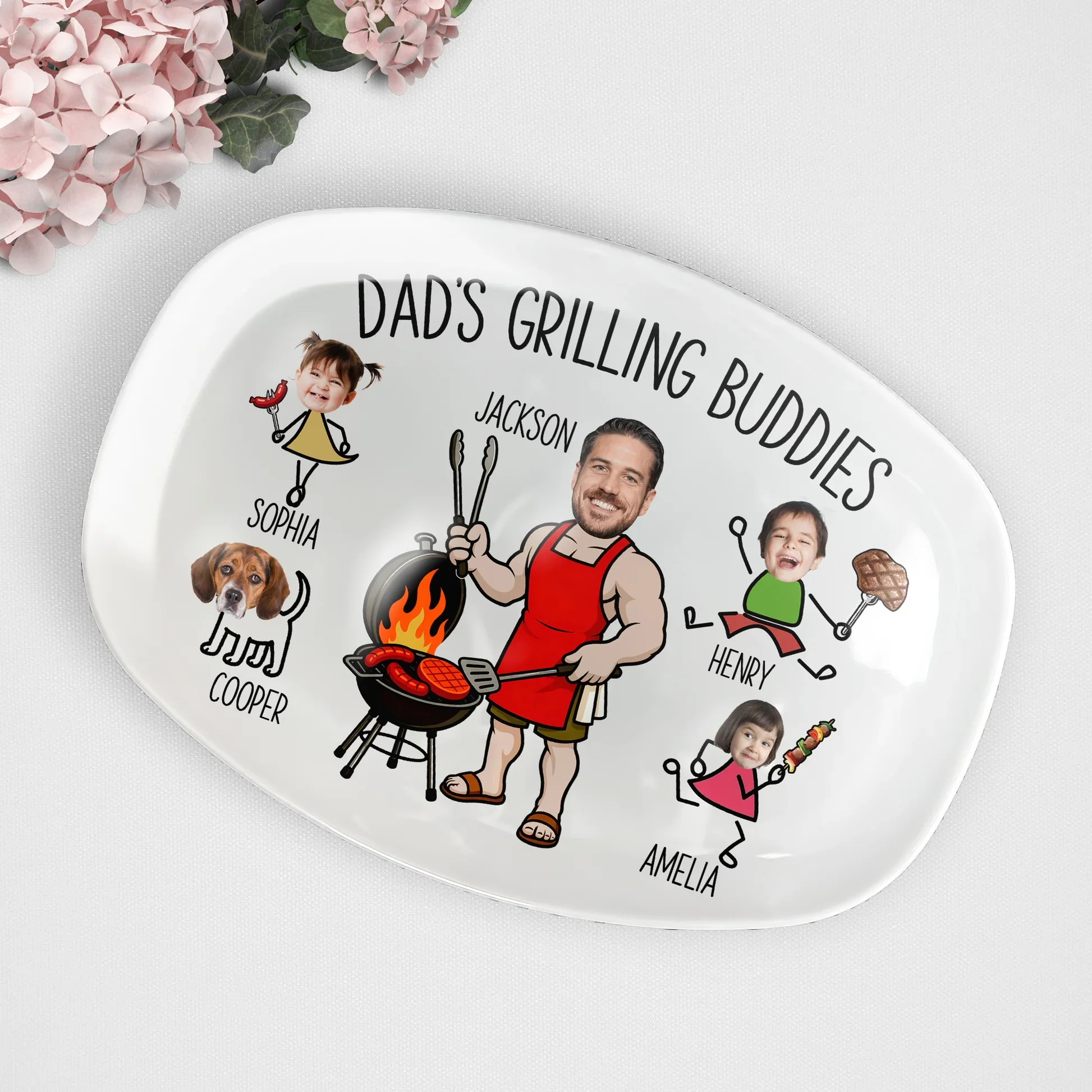 Custom Photo Dad’s Grilling Buddies - Personalized Grilling Platter - Father's Day Gifts for Dad, Husband, Papa, Grandpa, Daddy - Image 2