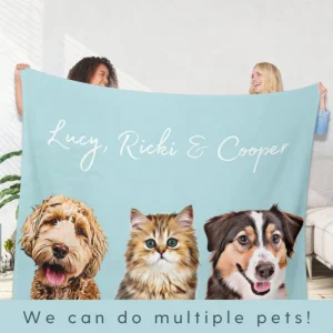 Custom Sherpa Photo Blanket with Your Pets- Pet Lovers