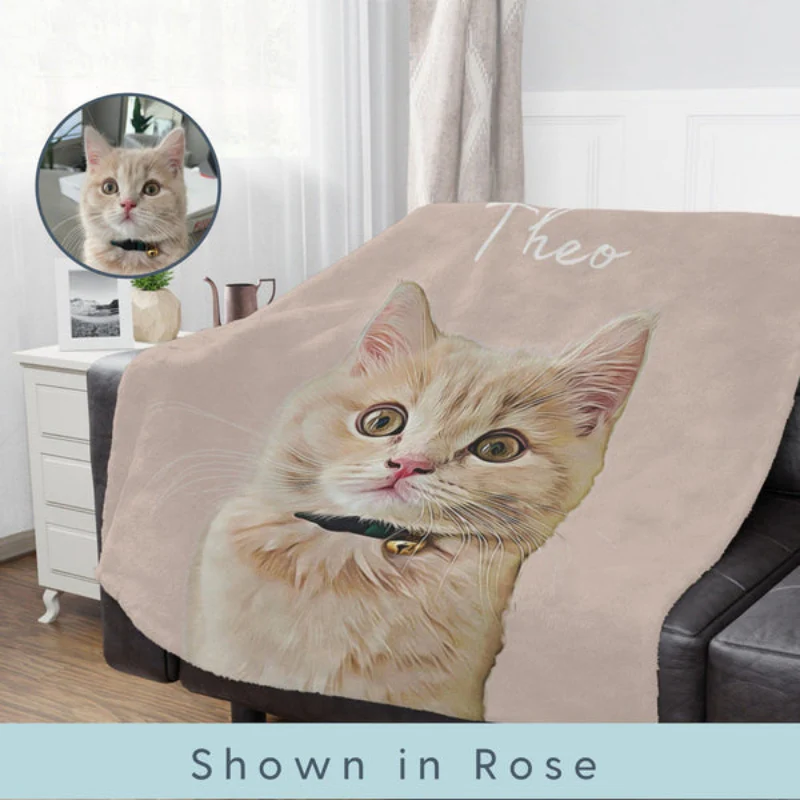 Custom Sherpa Photo Blanket with Your Cats